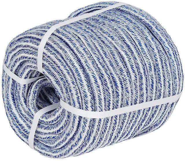 Main image of findmall 3/4 Inch 100 Feet 24 Strands Braided Line Tree Felling Rope High Strength Polyester Pulling String for Swing Camping Bundling Blue White