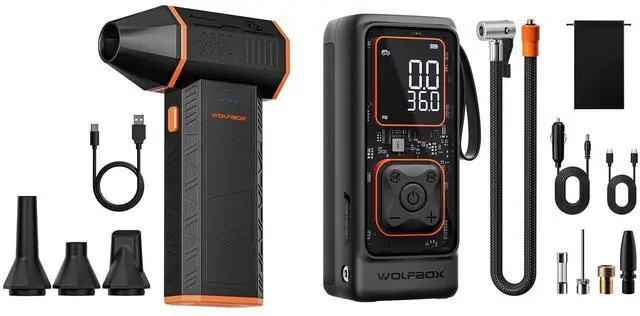 Main image of WOLFBOX MF50 Electric Air Duster 12000mAh&150PSI Tire Inflator Portable Air Compressor