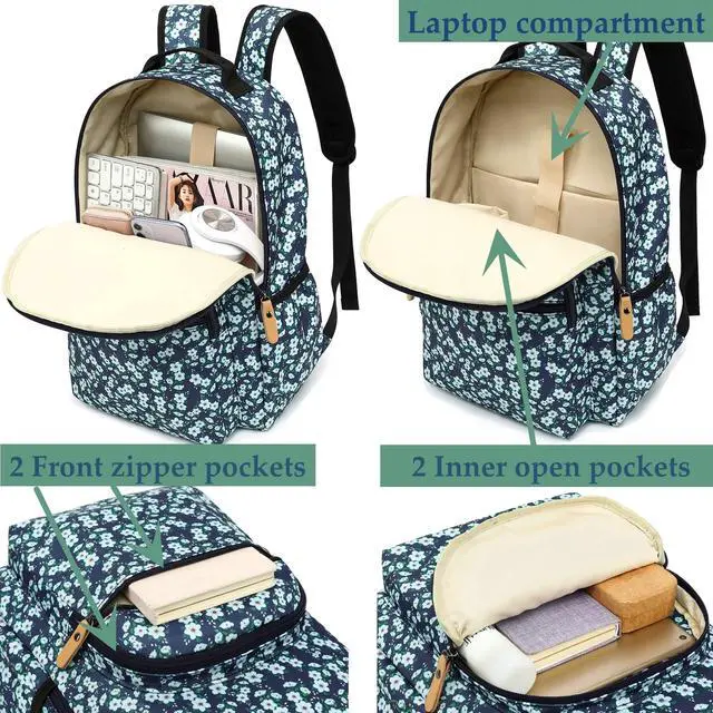 Alt view image 3 of 5 - H HIKKER-LINK Travel Backpack for Women Laptop Backpack Water Resistant Stylish Backpacks College Dapack Cute Shoulder Carry On Bag Black