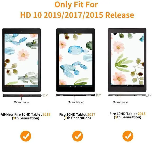 Alt view image 2 of 5 - Case for All-New Fire HD 10 Tablet (7th/9th Generation,2017/2019 Release),with Adjustable Stand & Auto Wake/Sleep Feature Smart Protect Cover for Fire HD 10.1 inch - Sunflower and Black Cat