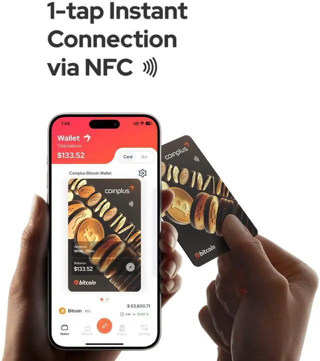 Alt view image 2 of 4 - Coinplus Crypto Card - Easiest Crypto Card Wallet - Cold Bitcoin Storage (Pack of 2 Black and Orange)
