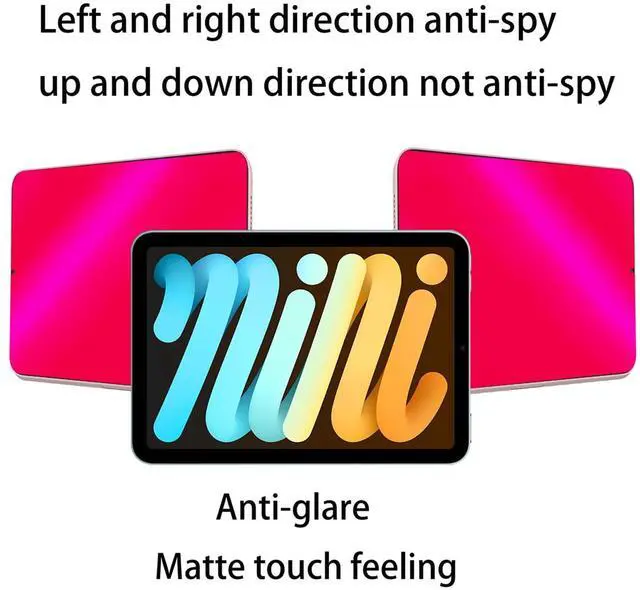 Alt view image 2 of 5 - BWEDXEZ Privacy Matte Anti blue Light Screen Protector for iPad Mini 7th 2024 (A17 Pro) / Mini 6th 2021 8.3 inch Anti-Glare Anti-Spy Soft Film Colorful