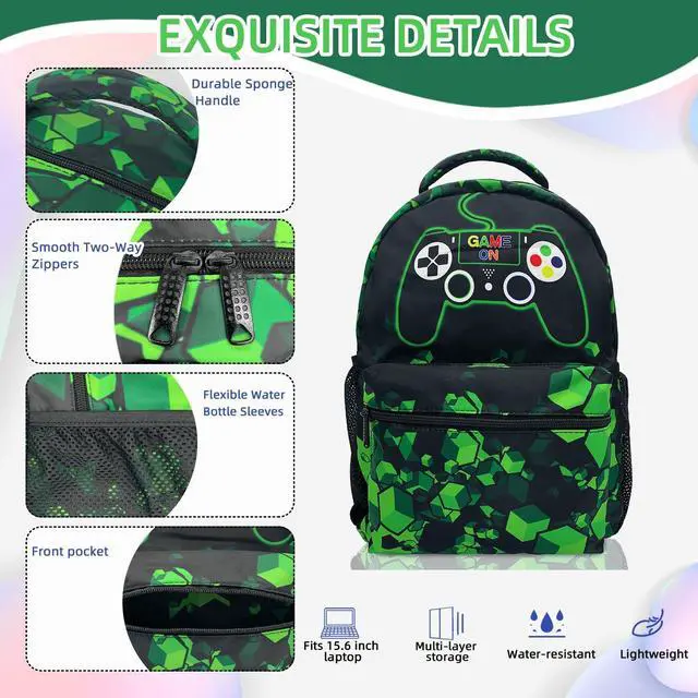 Alt view image 4 of 5 - Corxiren Gamer Backpack - Large Capacity Gaming Laptop Daypack, 17-inch Gift for Game Lovers