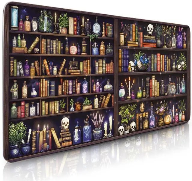 Main image of Library Book Mouse Pad, Vintage Bookshelf Mouse Pad, Vintage Desk Pad, XXL Extended Bookshelf Desk Mat for Keyboard and Mouse 15.7"x 35.4"