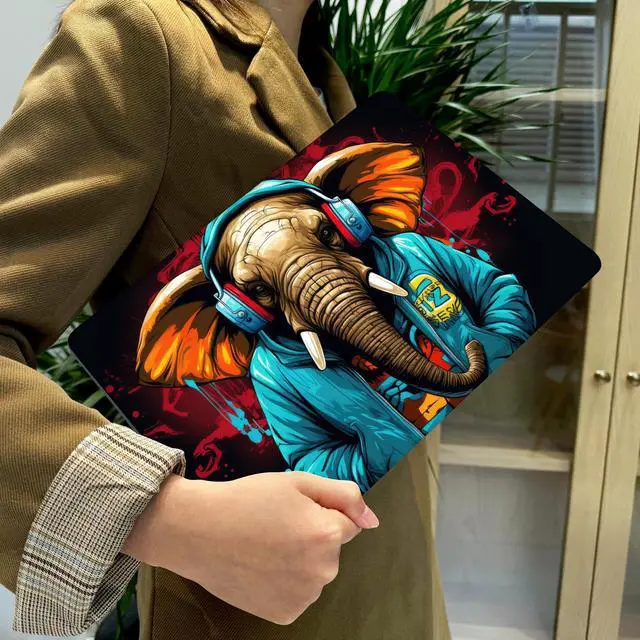 Alt view image 4 of 5 - Lepeoac for MacBook Air 13 Inch Case 2020-2018 (A2337 M1 A2179 A1932), Shockproof Hard Shell Cover with Screen Protector, for Retina Display & Touch ID-Full Protection for MacBook Air, Elephant Hoodie