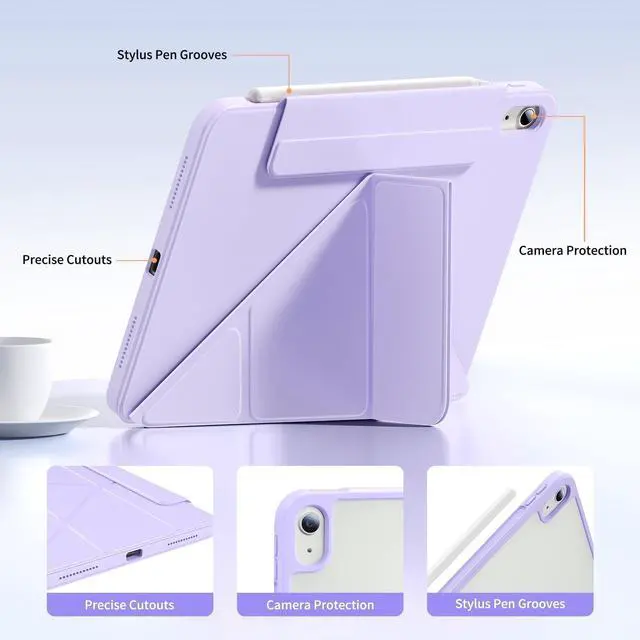 Alt view image 5 of 5 - New Magnetic Rotating Detachable iPad Case for 11th Generation 11 Inch (2025) & 10th Gen 10.9" (2022), Adjustable Smart Stand (Portrait/Landscape/Raised), with Pencil Holder, Auto Wake/Sleep - Purple