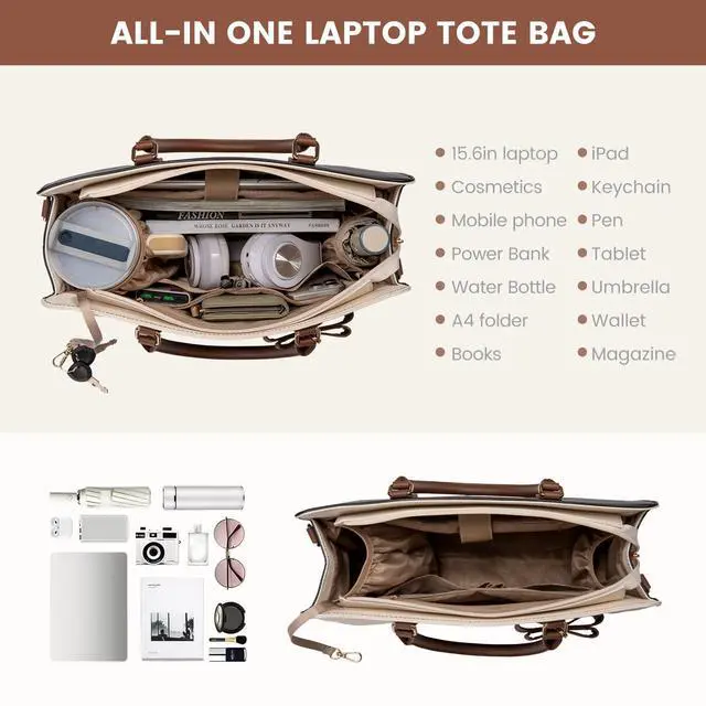 Alt view image 4 of 5 - LOVEVOOK Laptop Tote Bag for Women,Leather Work Bag, Waterproof Business Teacher Bag,Large Computer Handbag Purse Briefcase,Office Gifts for Women