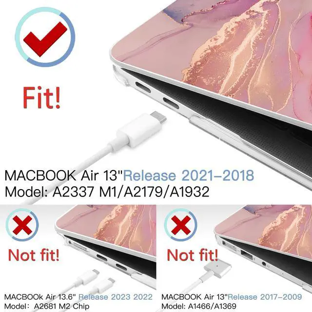 Alt view image 2 of 5 - MEEgoodo for MacBook Air 13.3 inch Case 2021 2020 2019 2018 A2337 M1 A2179 A1932,Clear Case for MacBook Air M1,Laptop Shell with Keyboard Webcam Cover&Trackpad Film&Type C Adapter,Gold Splashes Marble