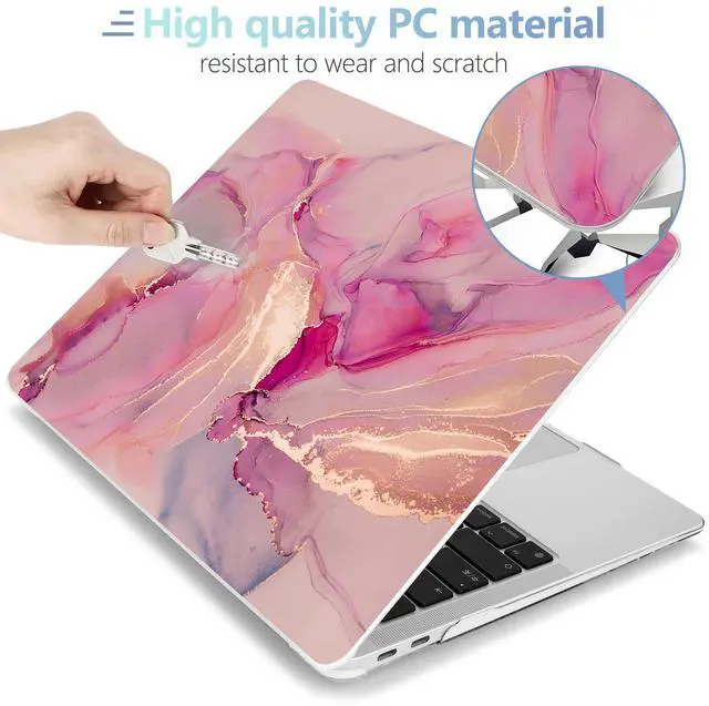 Alt view image 3 of 5 - MEEgoodo for MacBook Air 13.3 inch Case 2021 2020 2019 2018 A2337 M1 A2179 A1932,Clear Case for MacBook Air M1,Laptop Shell with Keyboard Webcam Cover&Trackpad Film&Type C Adapter,Gold Splashes Marble