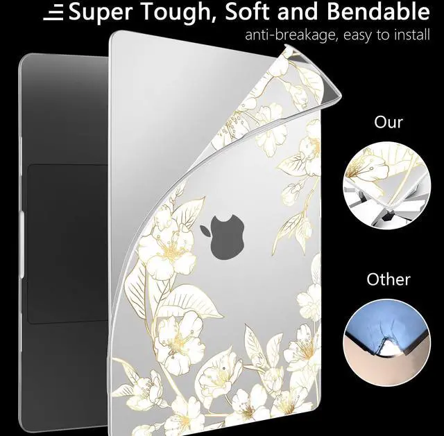 Alt view image 3 of 5 - MEEgoodo for M4 MacBook Pro 14 inch Case 2024 2023 2021, Matte & Flexible Case Fit Model A3112/A3401/A3185/A2918/A2992/A2779/A2442 M3 M2 M1 Pro/Max, Golden Gradient Cherry