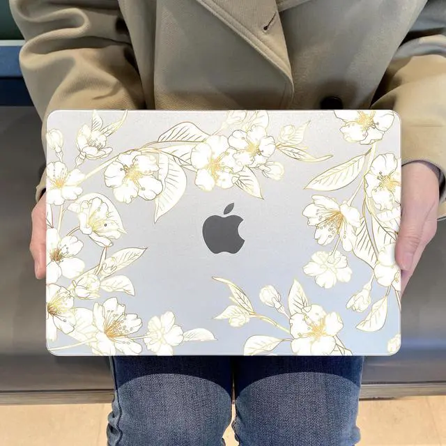 Alt view image 4 of 5 - MEEgoodo for M4 MacBook Pro 14 inch Case 2024 2023 2021, Matte & Flexible Case Fit Model A3112/A3401/A3185/A2918/A2992/A2779/A2442 M3 M2 M1 Pro/Max, Golden Gradient Cherry