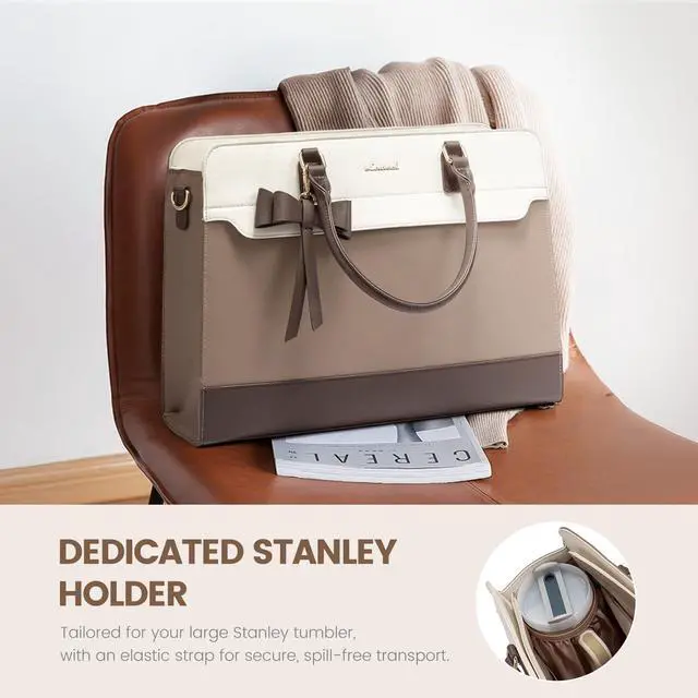 Alt view image 3 of 5 - LOVEVOOK Laptop Tote Bag for Women,Leather Work Bag, Waterproof Business Teacher Bag,Large Computer Handbag Purse Briefcase,Office Gifts for Women