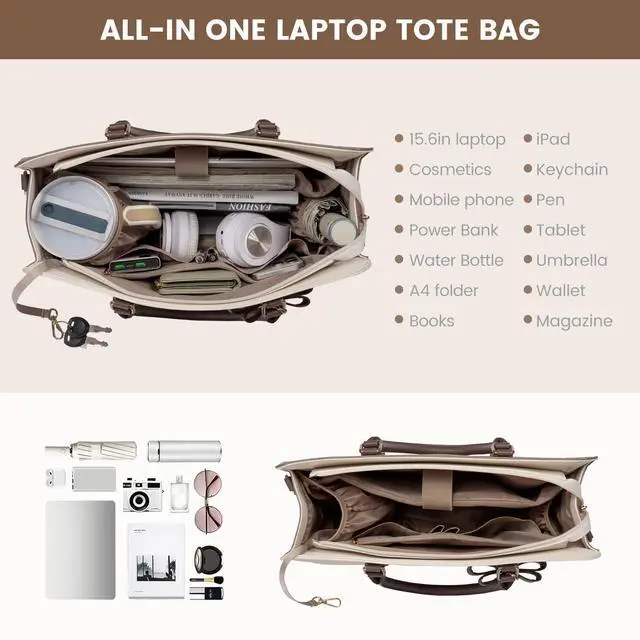 Alt view image 4 of 5 - LOVEVOOK Laptop Tote Bag for Women,Leather Work Bag, Waterproof Business Teacher Bag,Large Computer Handbag Purse Briefcase,Office Gifts for Women