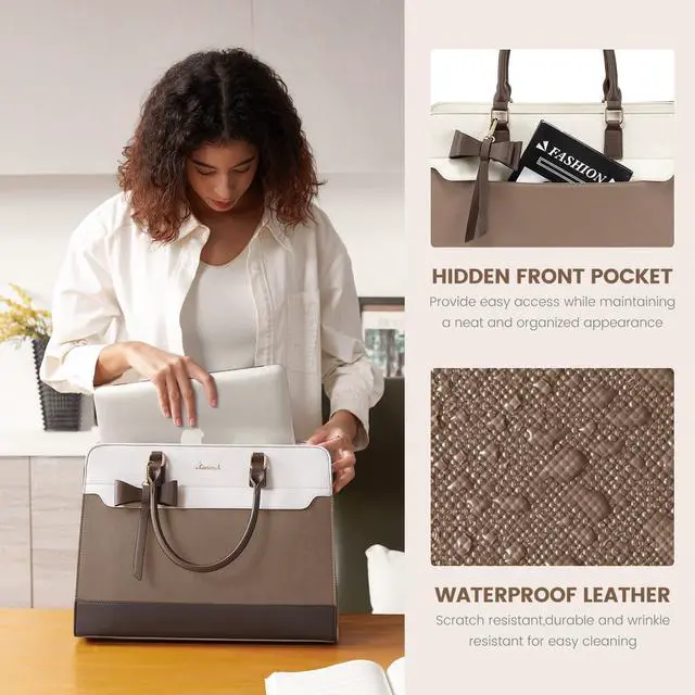 Alt view image 5 of 5 - LOVEVOOK Laptop Tote Bag for Women,Leather Work Bag, Waterproof Business Teacher Bag,Large Computer Handbag Purse Briefcase,Office Gifts for Women