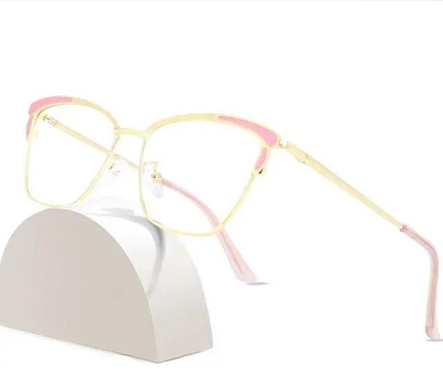 Main image of ROWCHIC Classic Elegant Cat Eye Style Blue Light Blocking Computer Glasses for Women Vintage Frame Pink Gold