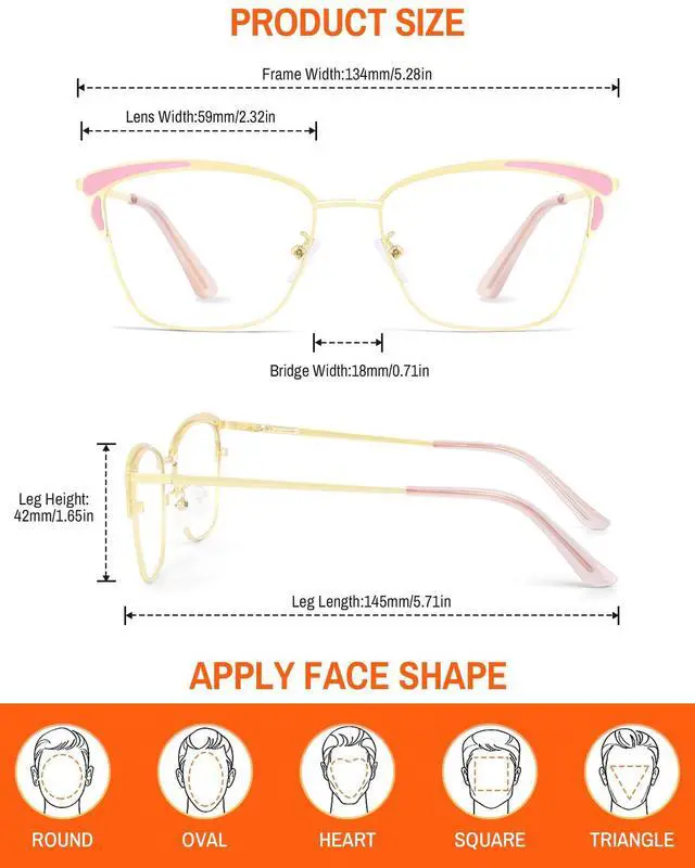 Alt view image 4 of 5 - ROWCHIC Classic Elegant Cat Eye Style Blue Light Blocking Computer Glasses for Women Vintage Frame Pink Gold