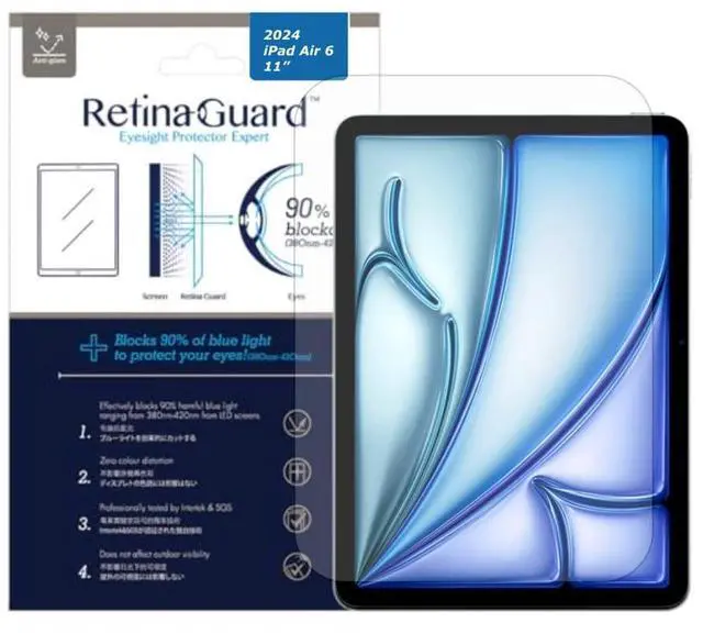 Main image of RetinaGuard Anti Glare & Anti Blue Light Screen Protector for 2024 iPad Air 6, 11 inch with M2 Chip, SGS and Intertek Tested, Blocks Harmful Blue Light