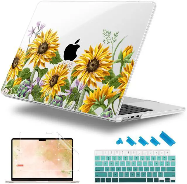 Alt view image 2 of 5 - Lepeoac Case for MacBook Air 15 Inch 2025 2024 2023 Release M4 A3241 M3 A3114 M2 A2941, Hard Shell with Screen Protector & Keyboard Cover, Compatible with Touch ID, Sunflowers