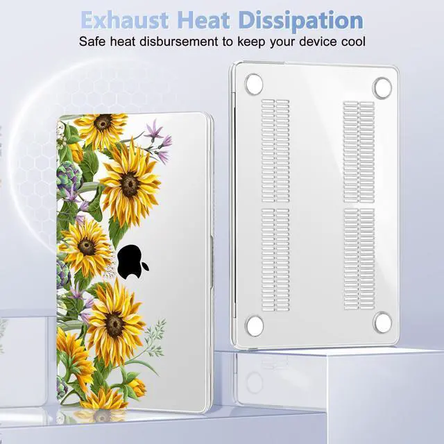 Alt view image 5 of 5 - Lepeoac Case for MacBook Air 15 Inch 2025 2024 2023 Release M4 A3241 M3 A3114 M2 A2941, Hard Shell with Screen Protector & Keyboard Cover, Compatible with Touch ID, Sunflowers