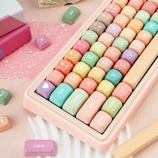 Alt view image 4 of 5 - COOMICKEY MOA Profile PBT Keycaps Dye-Sublimation Cute Candy Keycaps, 126 Keys Custom Keyboard Keycap Set for Cherry MX Mechanical Keyboard