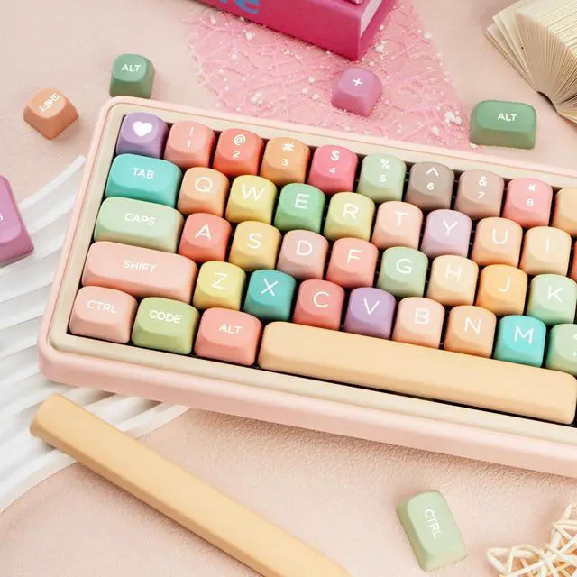 Alt view image 5 of 5 - COOMICKEY MOA Profile PBT Keycaps Dye-Sublimation Cute Candy Keycaps, 126 Keys Custom Keyboard Keycap Set for Cherry MX Mechanical Keyboard