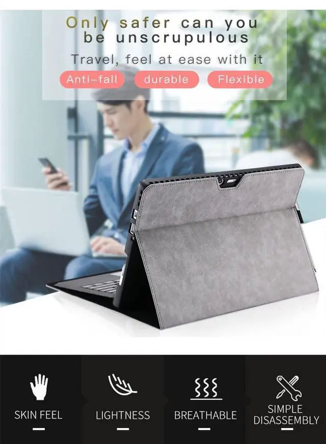 Alt view image 2 of 5 - Protective Case for Surface Pro 7/Pro 6/Pro 5/Pro 4 Tablet,Surface12.3 Inch Case, Compatible with Type Cover Keyboard, Business Cover with Pen Holder,Blue