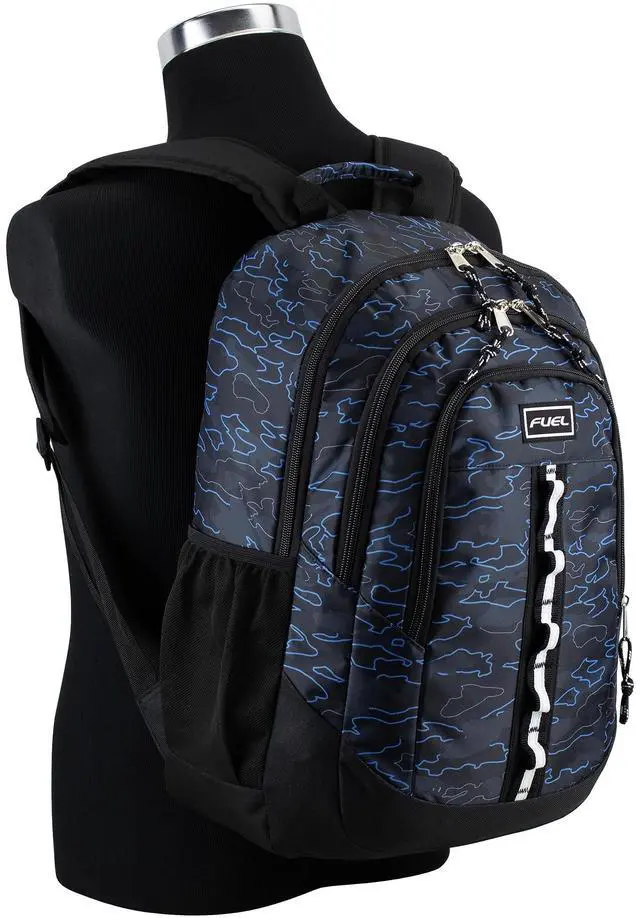 Alt view image 5 of 5 - FUEL Travel Laptop Carry On Backpack Sport Shock Multi Large Compartments for College Bookbag, Hiking, Work, 18.5 x 13 x 7 Inches, Blue Camouflage