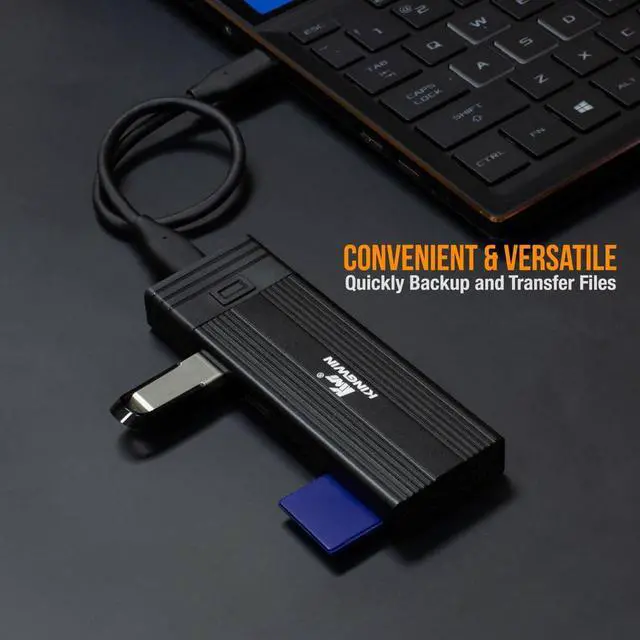 Alt view image 2 of 5 - Kingwin M.2 NVMe SSD Enclosure USB-C 3.2 Gen 2 with Card Reader & USB Hub  10Gbps External SSD Adapter for M-Key/B+M Key NVMe Drives