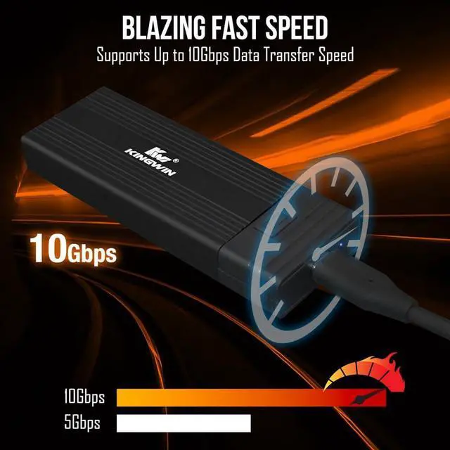 Alt view image 3 of 5 - Kingwin M.2 NVMe SSD Enclosure USB-C 3.2 Gen 2 with Card Reader & USB Hub  10Gbps External SSD Adapter for M-Key/B+M Key NVMe Drives