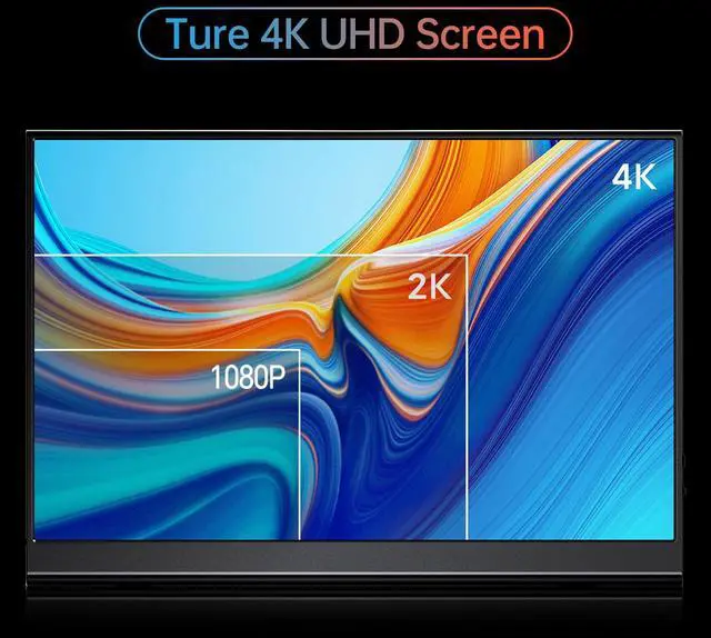 Alt view image 4 of 5 - Yxk 4K Portable Monitor 15.6" 3840x2160 UHD USB-C HDMI Laptop, 100% RGB IPS Computer Gaming Display HDR Travel Speakers & Smart Cover for Laptop Xbox PS5 Switch PC Phone