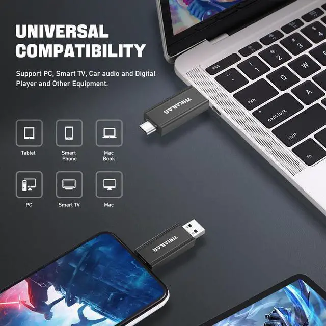 Alt view image 3 of 5 - THKAILAR 1TB Flash Drive USB 3.2 Gen2 Solid State External SSD,Dual-Port Type-C+USB-A Memory Stick,High-Speed 500MB/s Portable Thumb Drive for iPhone 15/16 Series,Mac,PC,PS4,Android,Windows,Smart TVs