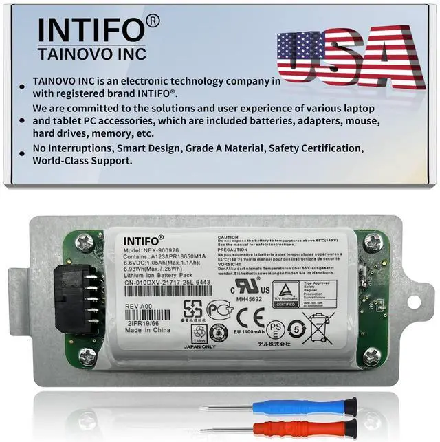 Main image of INTIFO 6.93Wh NEX-900926 Smart Battery Compatible with Dell EqualLogic Module Type 15 Type 18 Type 19 PS4210 PS6210 PS6610 Controller Series 010DXV 0FK6YW 0K4PPV 0KVY4F 0M1GDN NEX-900926-A [2-Cell]