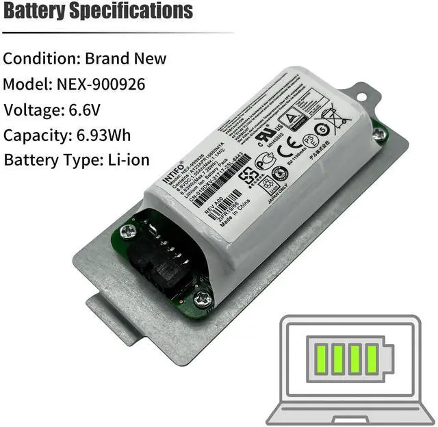 Alt view image 3 of 5 - INTIFO 6.93Wh NEX-900926 Smart Battery Compatible with Dell EqualLogic Module Type 15 Type 18 Type 19 PS4210 PS6210 PS6610 Controller Series 010DXV 0FK6YW 0K4PPV 0KVY4F 0M1GDN NEX-900926-A [2-Cell]