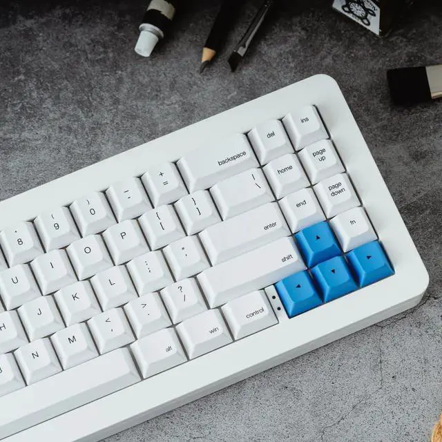 Alt view image 3 of 5 - Apos WhiteFox Eclipse Wireless Mechanical Keyboard,Two-Mode USB-C/Bluetooth,Aluminum High/Low Profile,Hot Swappable Custom Keyboard, Pre-lubed Linear Switches,RGB Backlit Computer Keyboards for Mac/PC