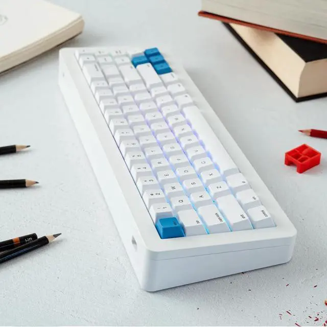 Alt view image 5 of 5 - Apos WhiteFox Eclipse Wireless Mechanical Keyboard,Two-Mode USB-C/Bluetooth,Aluminum High/Low Profile,Hot Swappable Custom Keyboard, Pre-lubed Linear Switches,RGB Backlit Computer Keyboards for Mac/PC