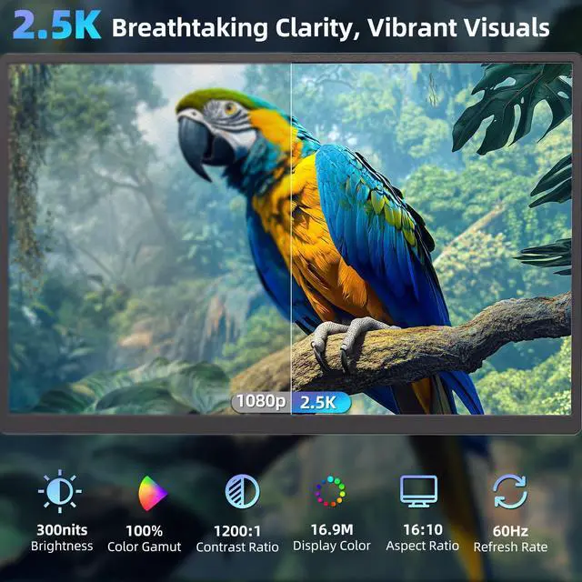 Alt view image 2 of 5 - Pitycbo Laptop Screen Extender Monitor Portable - 2.5K Triple Laptop Screen Extender, Plug and Play Multiple Screens Extended Fits 13-17.3 Inch Laptops Compatible with, Windows, Chrome, Dex