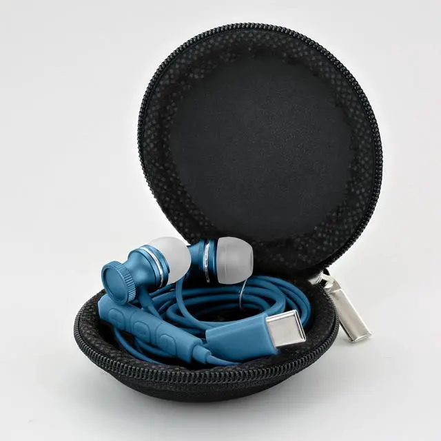 Alt view image 5 of 5 - SENTRY OSE450 Blue Headphones in-Ear Earbuds with Wired USB-C Connection, Inline Volume Controller & Microphone, Noise Isolation