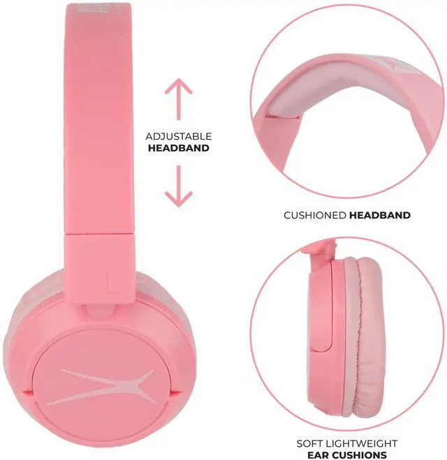 Alt view image 4 of 5 - Altec Lansing - Kid Safe 2-in-1 Bluetooth Headphones, Safe Volume Limiting, Foldable Design, Enjoy Audio and Protect Your Child's Hearing (Pink)