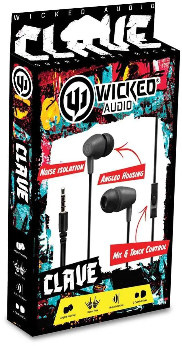 Alt view image 2 of 2 - Wicked Audio WI550 Clave Wired Earbuds with Mic - Black