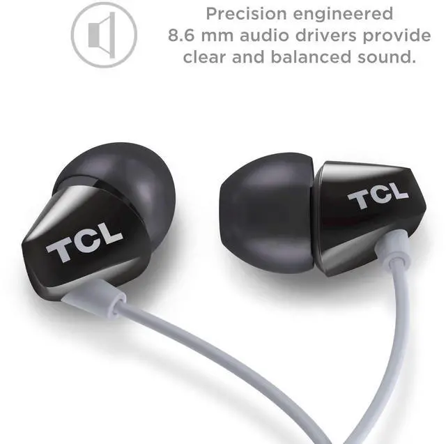 Alt view image 2 of 5 - TCL SOCL100BK Socl 100 in-Ear Earbuds Wired Headphone with Passive Noise Isolation and Built-in Mic - Phantom Black