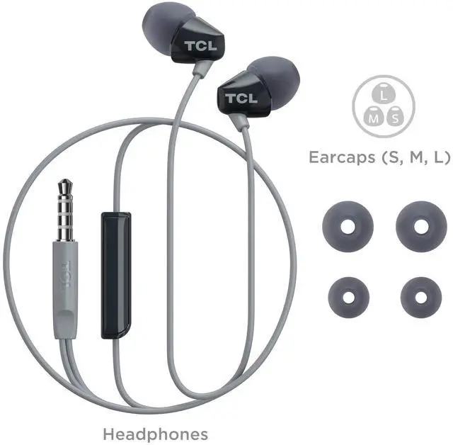 Alt view image 5 of 5 - TCL SOCL100BK Socl 100 in-Ear Earbuds Wired Headphone with Passive Noise Isolation and Built-in Mic - Phantom Black