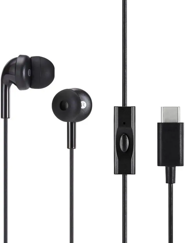 Main image of Amazon Basics Wired Earbuds with Microphone, In Ear Headphones, USB-C, 4.2 ft long cable, S/M/L Ear Tips, One size, Black