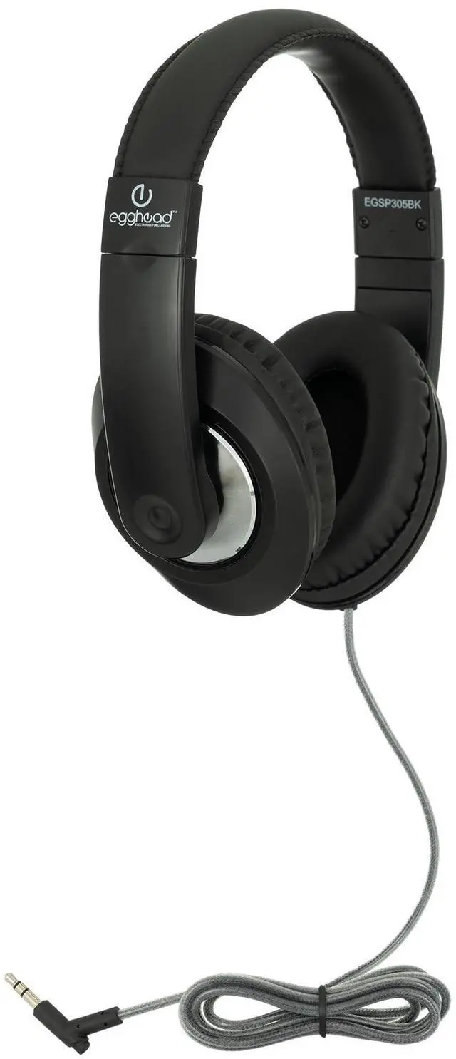 Alt view image 2 of 5 - Egghead® Premium Over-Ear School Testing & Multimedia Headphone with Leatherette Cushions, Adjustable Headband, Tangle-Resistant Tri-Shield Cord, 3.5mm Plug, and 3-Year Warranty