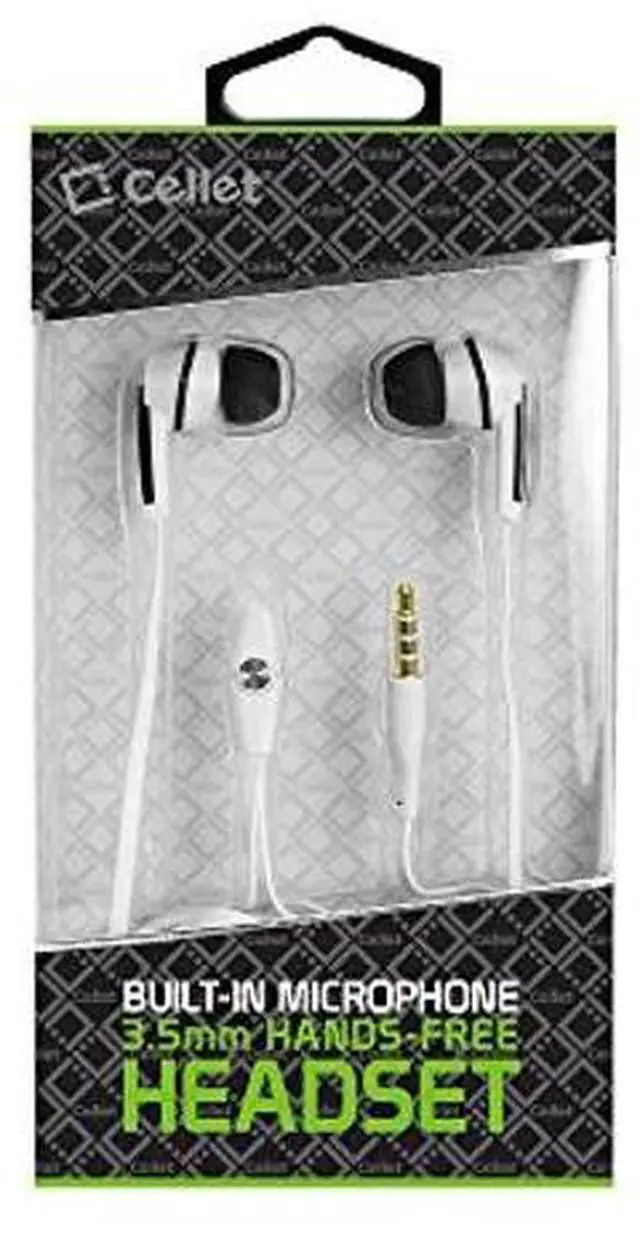 Alt view image 3 of 3 - Cellet Premium Stereo Ear Buds with Microphone - Hands Free  Universal Compatibility- 3.5mm - Tangle Free Flat Wire - White