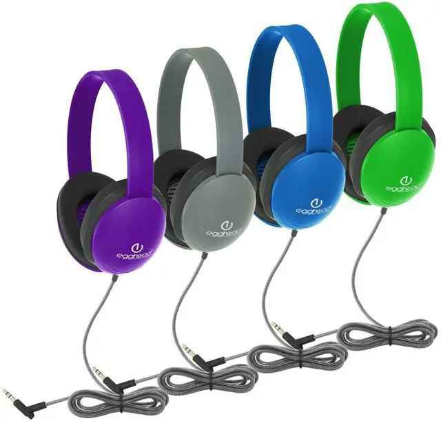 Alt view image 3 of 5 - Egghead Heavy-Duty Kids Headphone with Tri-Shield Chew-Resistant Cord, Adjustable Headband, Padded Ear Cushions, and Storage Bag