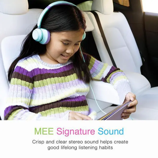 Alt view image 5 of 5 - MEE audio KidJamz KJ45 Childrens Safe Listening Headphones with Volume Limiter & Microphone, Adjustable On-Ear Kids Headset Wired w/3.5mm Jack for Online Learning/School/Travel/Tablet (Mint/Lavender)