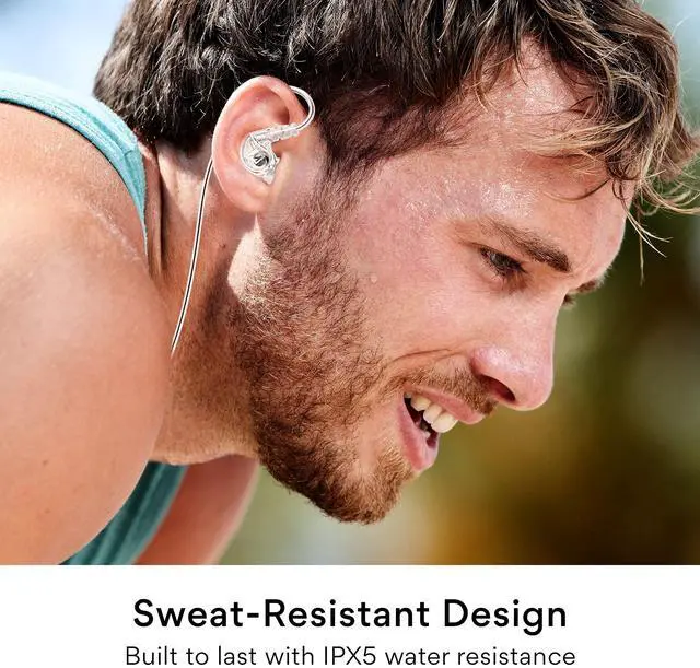 Alt view image 2 of 5 - MEE audio M6 Sport Wired Earbuds, Noise Isolating In Ear Headphones, Sweatproof Earphones for Running/Gym/Workouts with Dynamic Enhanced Bass Sound, Memory Wire Earhooks, 3.5mm Jack Plug (Clear)