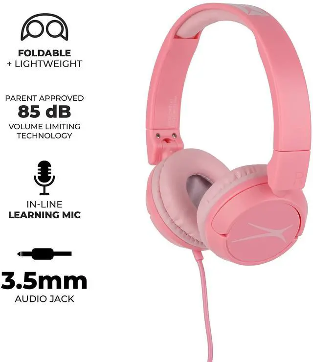 Alt view image 2 of 5 - Altec Lansing Over The Ears Kids Headphones - Wired - Volume Limiting Technology for Developing Ears, Ages 6-9, Perfect for Learning from Home, Pink