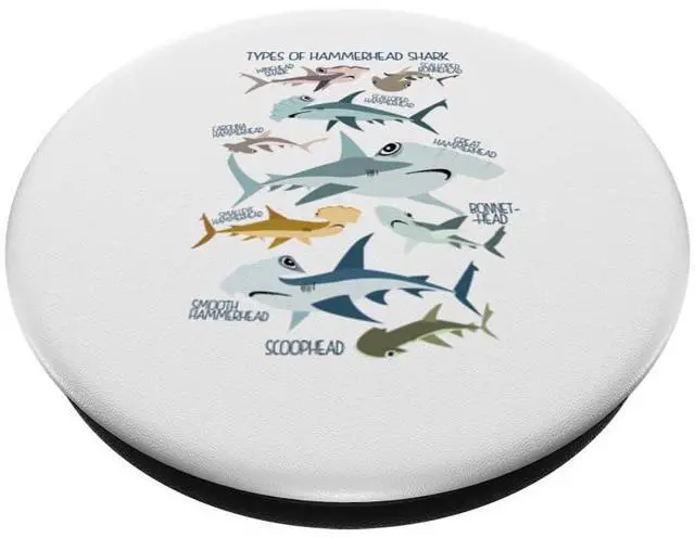 Alt view image 2 of 5 - Shark Lover Shark Lover Types Of Hammerhead Shark Funny Love PopSockets Standard PopGrip