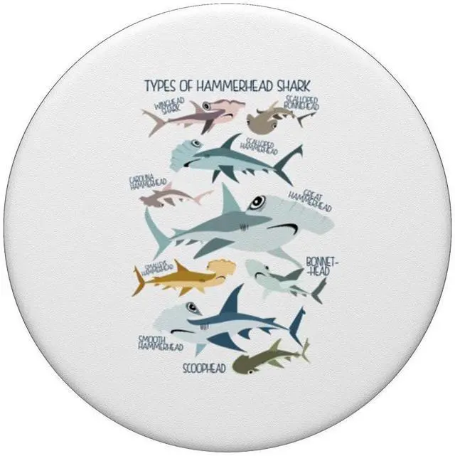 Alt view image 3 of 5 - Shark Lover Shark Lover Types Of Hammerhead Shark Funny Love PopSockets Standard PopGrip